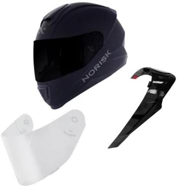 Imagem de Capacete Masculino Norisk Preto Moto Razor Spoiler + Viseira, Preto Fo
