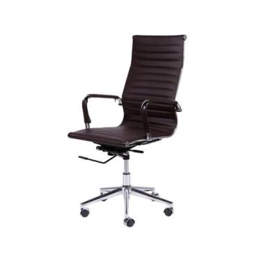 Imagem de Cadeira Boxbit Eames Office Esteirinha Alta P.U. Café Base Rodízio Cro