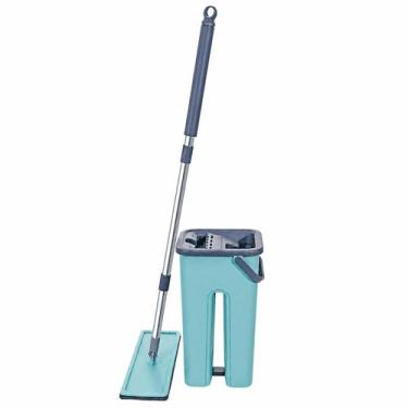 Imagem de Mop Flat com Balde e Pano Microfibra para Piso Madeira Vidro e Janela 