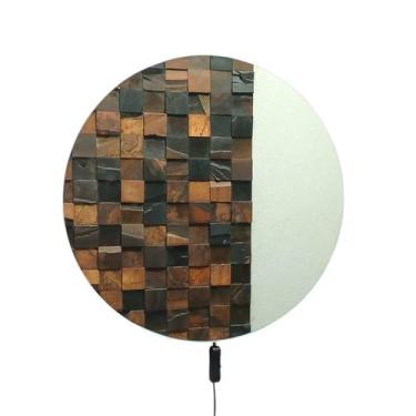 Imagem de Espelho redondo led 50X50 decorativo banheiro sala fonte 12v - ESPAÇO