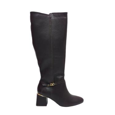 Imagem de Bota Em Couro Estilosa Feminina Via Marte 243007-01, Marrom, 37