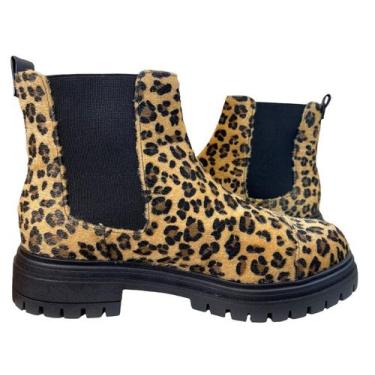 Imagem de Bota Feminina Chelsea Onça Animal Print Solado Tratorado - Salook, Pre