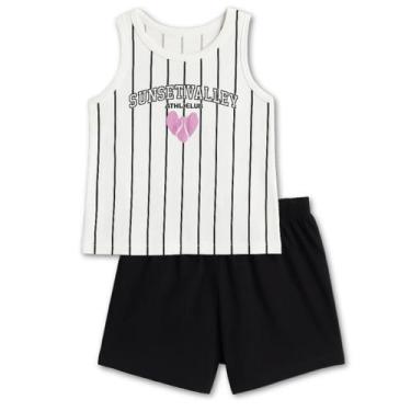 Imagem de Conjunto Infantil Verão Malwee Kids Feminino Roupas Algodão, Off white