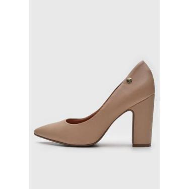 Imagem de Sapato Scarpin Feminino Vizzano Salto Bloco, Bege, 37