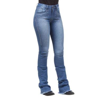 Imagem de Calça Jeans Feminina  Boot Cut Com Strass Os Vaqueiros 36929, 44