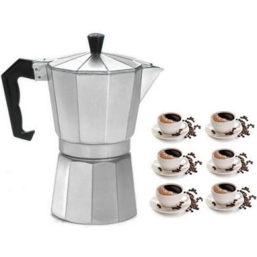 Imagem de Cafeteira Bule Italiana Alumínio 6 Xícaras Com Válvula Segurança - MKB