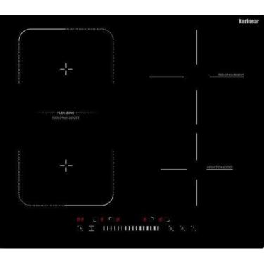 Imagem de Fogão de indução Karinear 4 queimadores 7400W 60cm Vidro preto