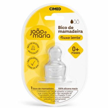Imagem de Bico de Silicone Para Mamadeira Cimed João e Maria Fluxo Lento 0+ Meses