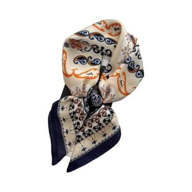 Imagem de Lenço De Cetim Com Estampa Floral 70cm Design Luxuoso Para Mulheres, L