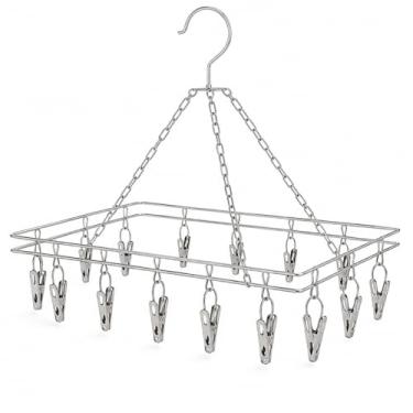 Imagem de Varal Aço Inox Retangular 20 Prendedores Suspenso Para Meias e Roupas Intimas Calcinha Cueca