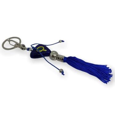 Imagem de Chaveiro Oxum Azul com Abebê em Murano 16 Cm - Lua Mistica