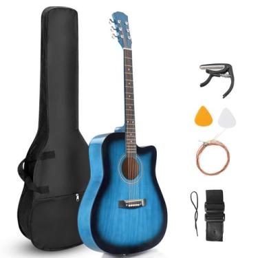 Imagem de Kit de Violão Acústico Ktaxon 41" Basswood 6 Cordas Azul