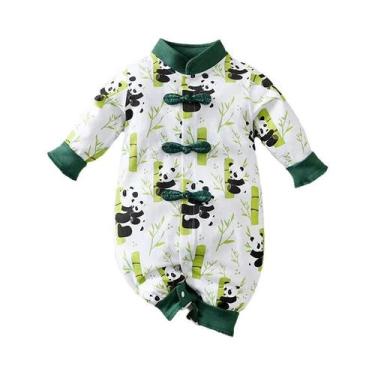 Imagem de Macacão De Bebê Com Estampa De Panda Em Algodão Puro, Design Com Fivel