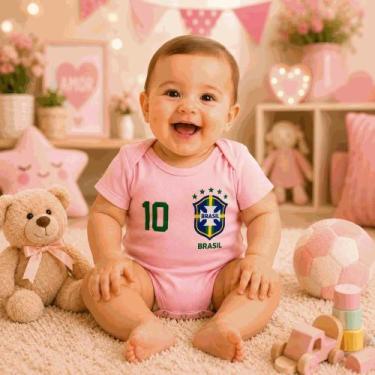 Imagem de Body Bebe Temático Copa Do Mundo Seleção Brasil Mêsversario - - Bebe E