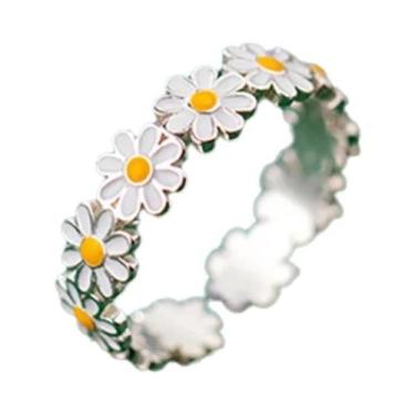Imagem de Anel Aberto Feminino De Esmalte Com Margaridas E Girassóis, Joia Da Mo