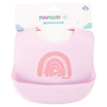Imagem de Babador de Silicone Bebê Pimpolho Impermeável Cata Migalhas Rosa
