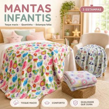 Imagem de Manta Infantil Soft Cobertor Casal Com Estampas Sortidas Menino e Meni