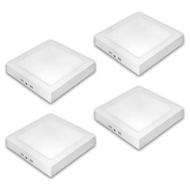 Imagem de Kit 4 Painéis Plafon Led de Sobrepor Taschibra Quadrado 18W, Luz Branc
