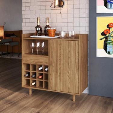 Imagem de Bar para Sala de Estar 90,6 x 90cm Brisa Marrom/Olmo - Metta Mobili