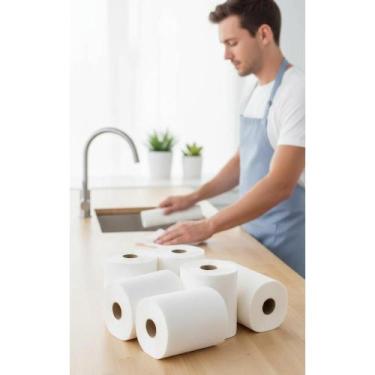 Imagem de 2x Bobina Papel Toalha Auto Corte 20cm x 200m (6 Rolos) - Congratulati