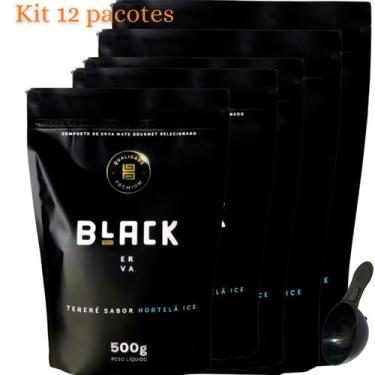 Imagem de Kit com 12 Pacotes Black Erva Mate Tereré 500G Acompanha Scoop Colher 