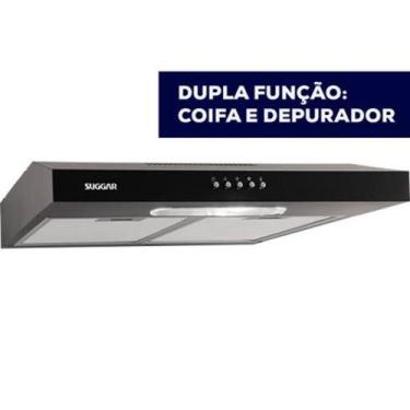 Imagem de Suggar Preto Para fogão de 4 Bocas Depurador de Ar Slim DPS162PT 60CM 