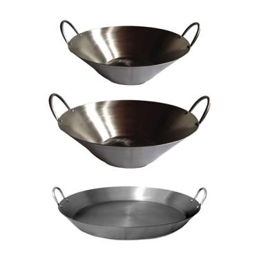 Imagem de Kit Fritura para Cozinha Comercial Tacho de Aço Inox 3 Peças KIT004JAM