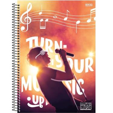 Imagem de Caderno São Domingos Dont Stop The Music Espiral Capa Dura 1 Matéria 80 Folhas Colorido