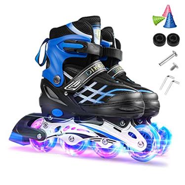 Imagem de Domary Patins embutidos iluminantes ajustáveis ​​com rodas iluminadas para crianças e jovens Patins embutidos para meninas e meninos