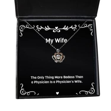 Imagem de Presentes inspiradores para esposa, The Only Thing More Badass Than a Physician is a Physician, Fun Crown Pendant Necklace for Wife from Husband