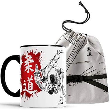 Imagem de Caneca judô kimono artes marciais com Saquinho - Alça e interior preto da caneca