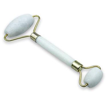 Imagem de Rolo Massageador Facial Pedra de Jade Anti Rugas Anti Stress Branco
