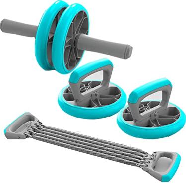 Imagem de Arm Trainer Push Up Stand Double Wheel Set Abdominal Power Roda Ab Roller Ginásio Muscle Exercício Equipamento De Fitness,Blue
