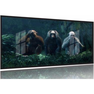 Imagem de Quadros Decorativos 3 Macacos Sabios 130x60 Moldura Preta 2x2