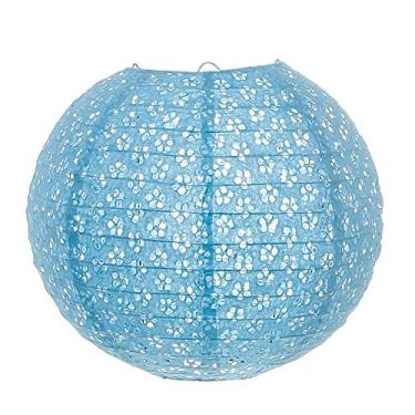 Imagem de Luminária Japonesa Papel 30 cm Vazada Azul Claro