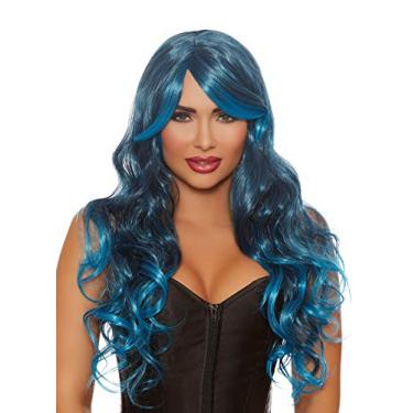 Imagem de Dreamgirl Peruca feminina longa ondulada em camadas de aço azul brilhante ombré, multi, tamanho único