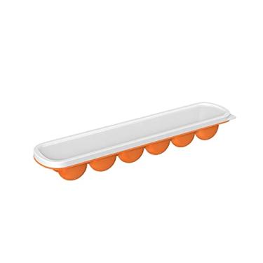 Imagem de Bandeja de cubo de gelo para fazer cubo de gelo de silicone bandeja de cubo de gelo adequada para coquetel de uísque com tampa ferramenta de barra de cozinha doméstica molde de cubo de gelo (cor: laranja)
