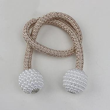 Imagem de 4 pcs Pearl Magnetic Cortina Clipe Suporte de Cortinas Fivela Pendurada Fivela Bola Pendurada Acessórios para Cortina Decoração de Casa, Bege Escuro, 45,50cm