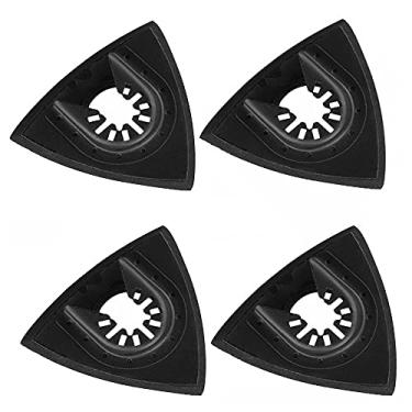 Imagem de Esponjas de lixamento multiferramenta oscilantes triangulares universais com gancho e laço, pastilhas de lixamento de madeira de liberação rápida, 80 mm, preto, pacote com 4