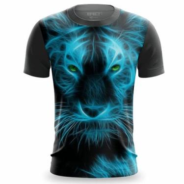 Imagem de Camisa Estampada 3D Masculina Leão Tigre Neon Camiseta Animais - Efect
