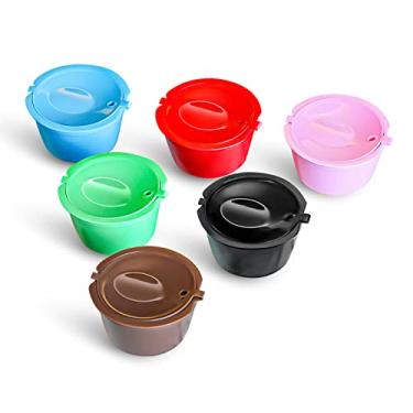 Imagem de BRBHOM Cápsulas recarregáveis coloridas Dol*e Gu*to, 6 cápsulas de café recarregáveis, filtros de café reutilizáveis compatíveis com Dol*e G*sto(6 peças coloridas)