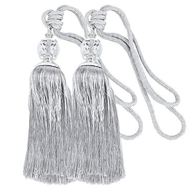 Imagem de 2 peças para decoração de casa borla cortina de amarração tiras de bola de plástico suporte de acessórios acessórios de cortina fivela corda suportes de cortina ganchos de amarração de cortina, 01