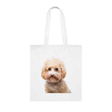 Imagem de Sacola isolada para cães poodle, presente para cachorro poodle, presente para poodle, aniversário de cachorro poodle bolsa de ombro poodle, bolsa reutilizável para cachorro poodle, Branco