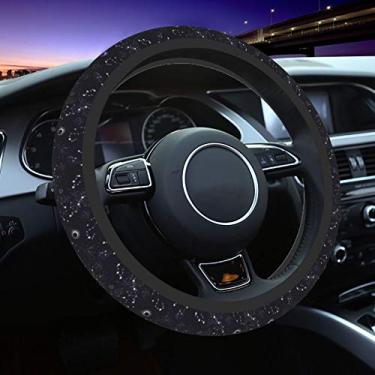 Imagem de Capa para volante de carro Moon Space Planet Stars Galaxy Universe quente e macia elasticidade universal de 38 cm, acessórios para carro, protetor de volante para mulheres, meninas, homens e mulheres