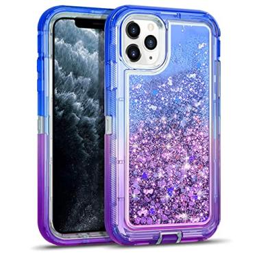 Imagem de 3D Glitter Armor Case para iPhone 13 12 11 Pro Max X XSMAX XR XS 6 7 8 PLUS SE2 Capas de telefone à prova de choque de areia movediça dinâmica, azul roxo, para iPhone 6 6S Plus