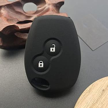 Imagem de YJADHU Capa de chave de carro de silicone, capa de chave remota, apto para Renault 2 botões Kangoo Dacia Scenic Megane Sandero Captur Twingo Modus, preto