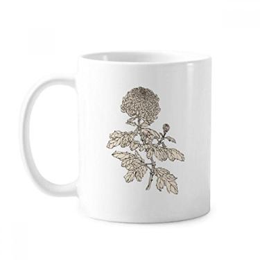 Imagem de Flor Planta Preto Branco Caneca Crisântemo Cerâmica Café Porcelana Copos Louça