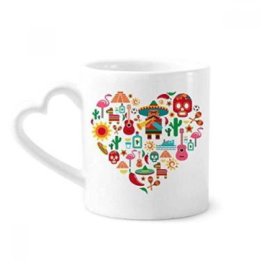 Imagem de Sombrero Caneca de flamingo mexicano mexicano caveira de açúcar mexicano café cerâmica copo de coração de vidro