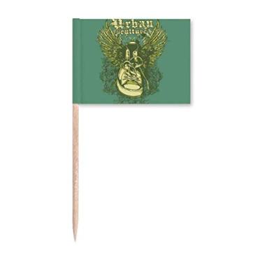 Imagem de Sapatos de lona ilustração de asa padrão palito de dente bandeiras marcador decoração de festa