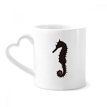 Imagem de Caneca com estampa de vida marinha hipocampo preta caneca de café cerâmica copo de coração de vidro